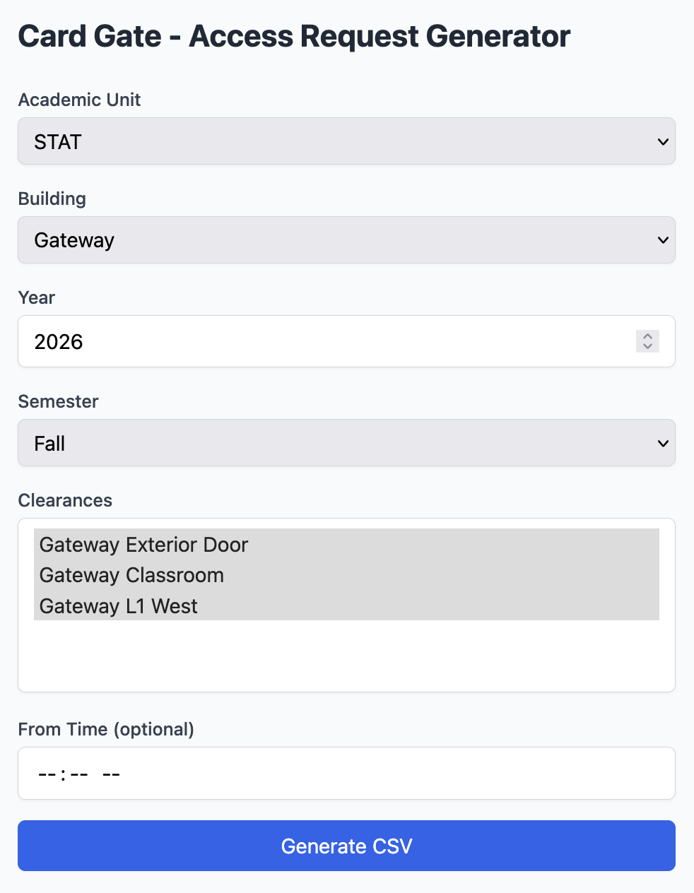 Card Gate Web UI