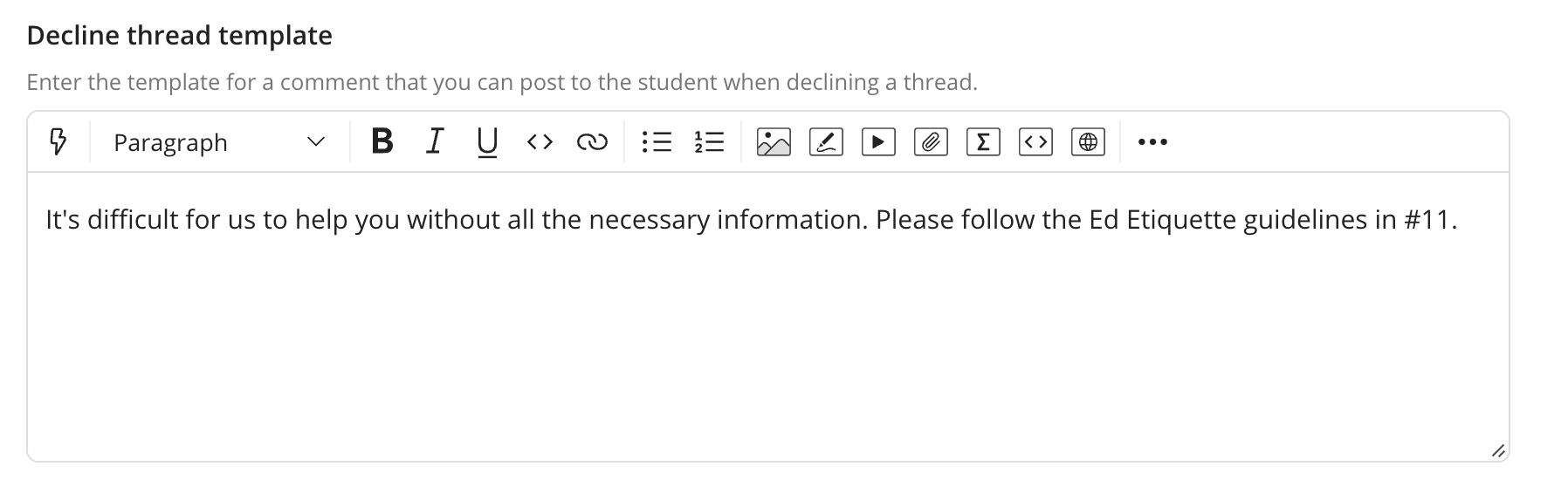 setup declined thread message
