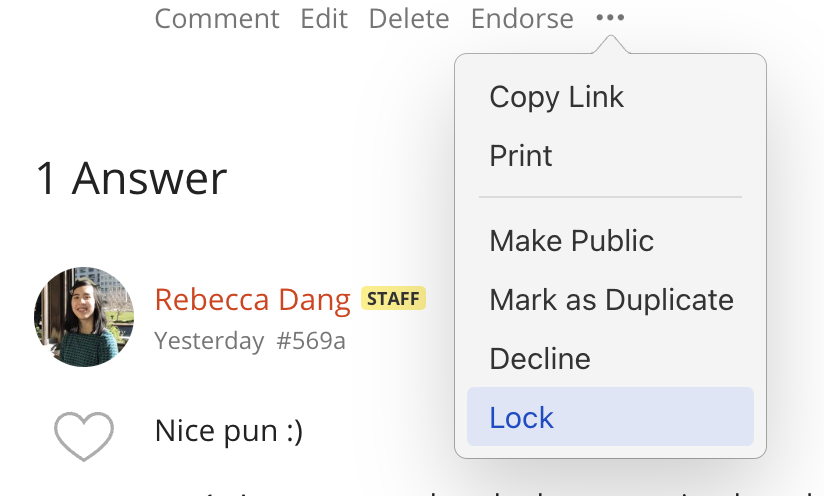 mark as duplicate, decline, or lock