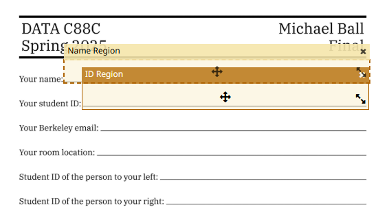 gradescope required name and id region
